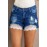 Lace Splicing Distressed Denim Shorts